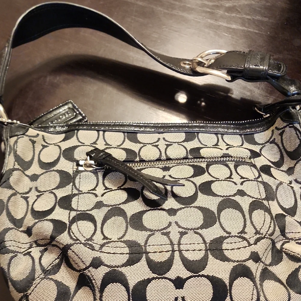 Coach Black and Gray Hobo Bag with Monogram Pattern - Picture 5 of 9
